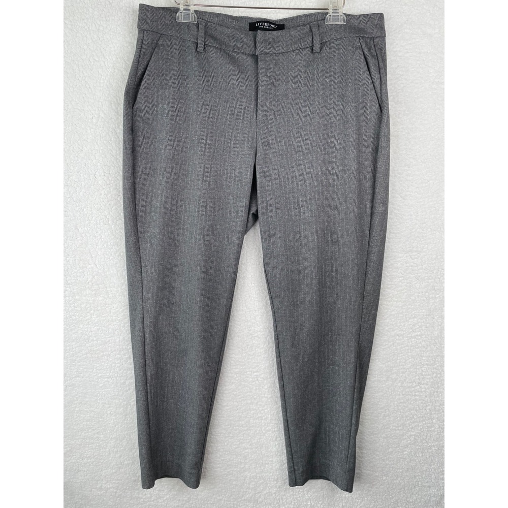 Liverpool Los‎ Angeles Grey Herringbone Tapered Trousers Pants Womens 16W